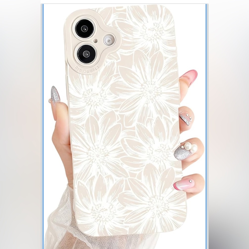 Floral Pattern Phone Case - Cream